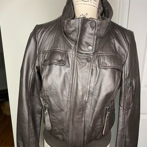 Zara Leather Bomber Jacket